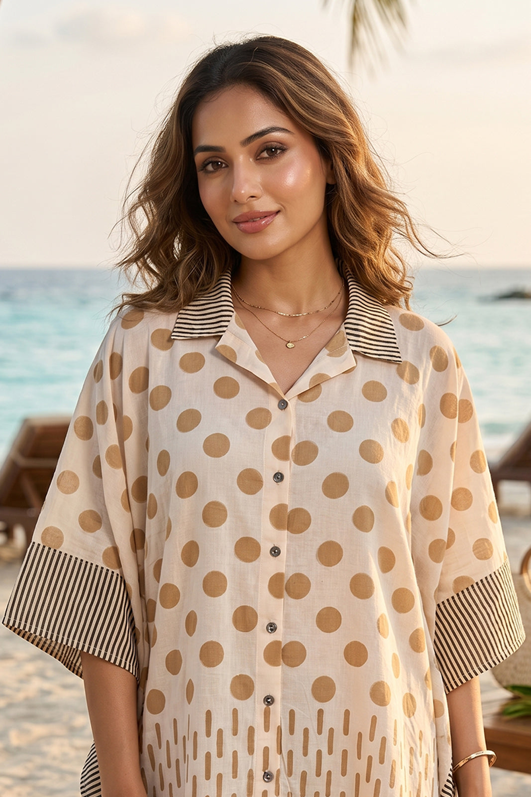 BAGRU MULMUL KAFTAN TOP - NVK592