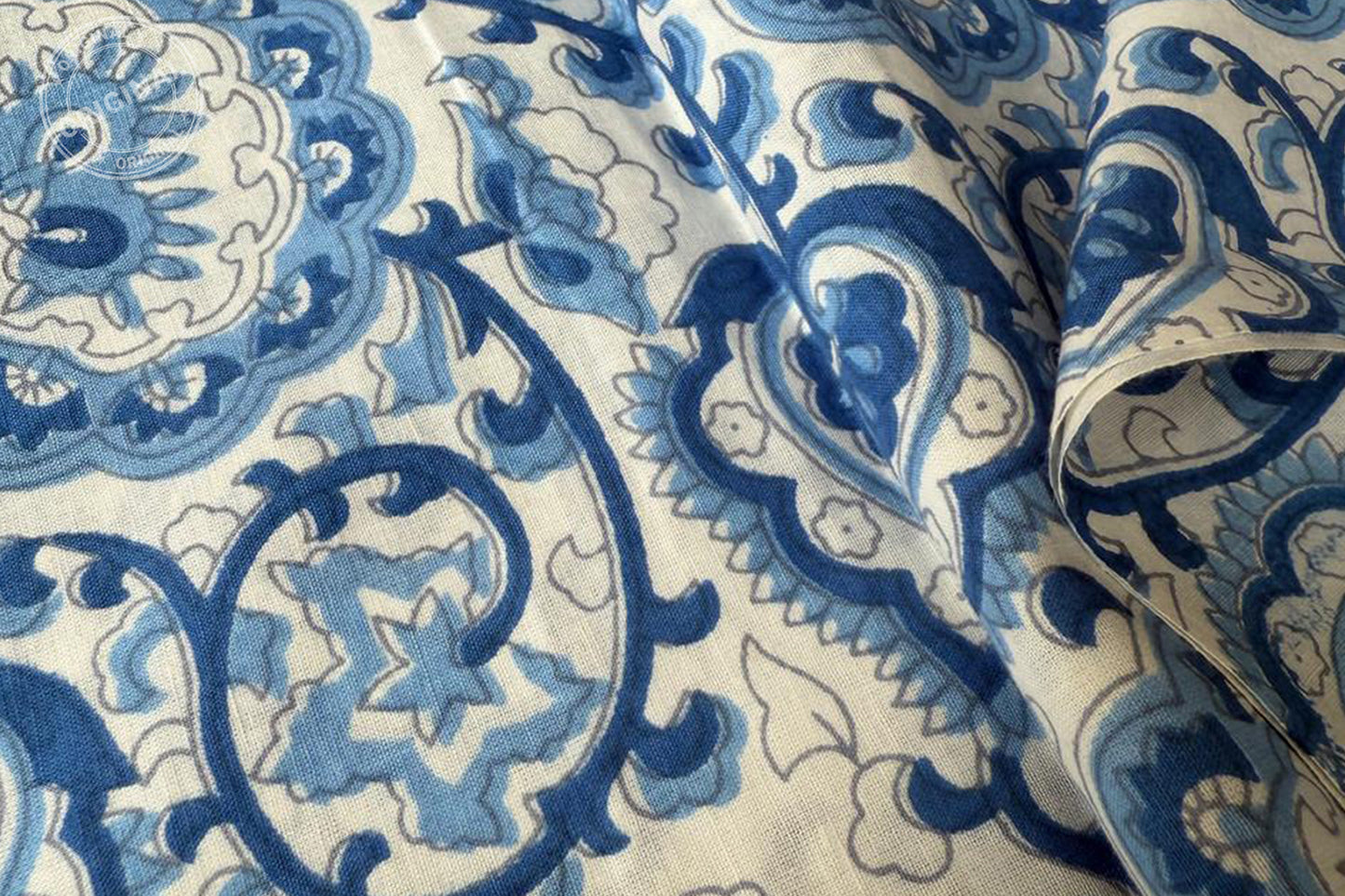 Floral Hand Block Printed Running Fabric Natural Dyed Dress Materiel HF6409