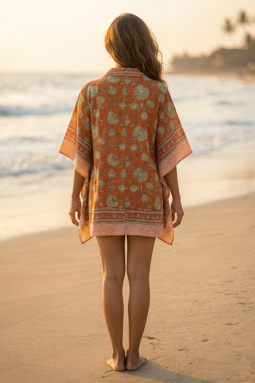 ORANGE BLOCK PRINTED KAFTAN TOP-NVK566