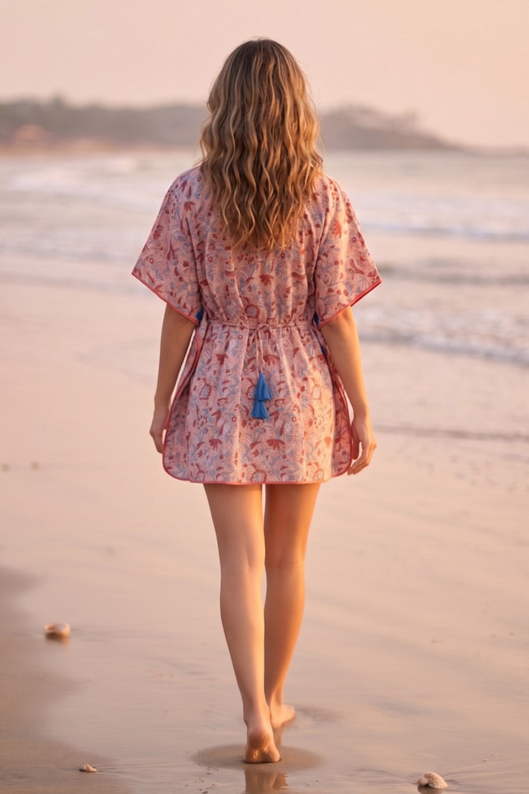 PINK BLOCK PRINTED KAFTAN TOP-NVK568