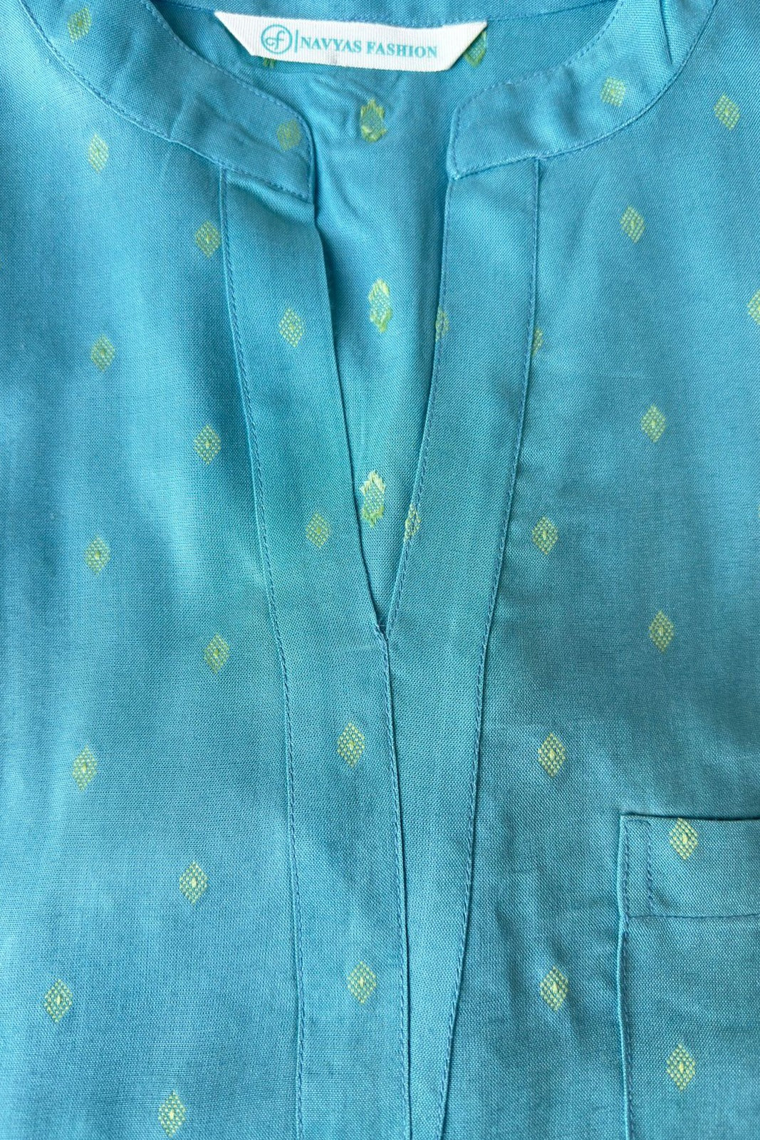 Dusty Aqua Cotton Zari Dobby Co-ord Set-NVCD47