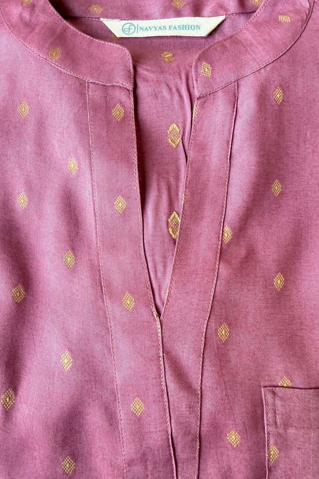 Rose Pink Cotton Zari Dobby Co-ord Set-NVCD48