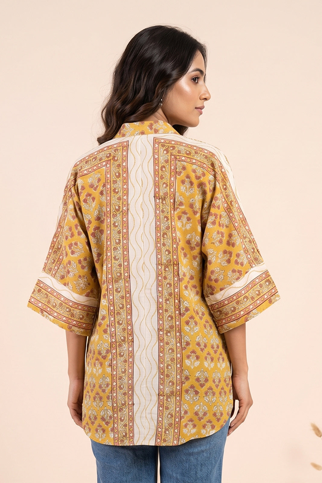 YELLOW FLORAL COTTON TOP-NFT158