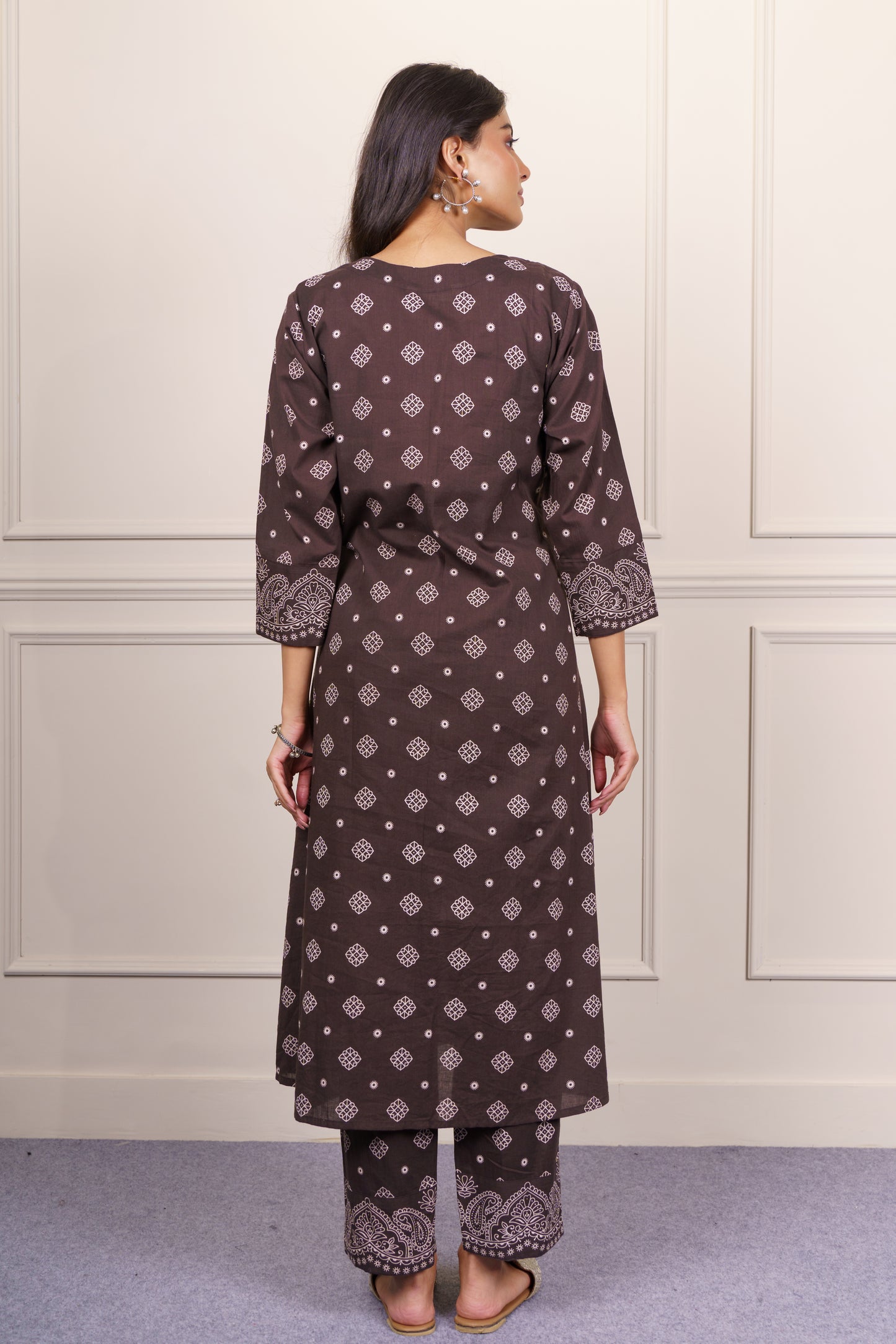 Dark Brown cotton kurta Set-KS804