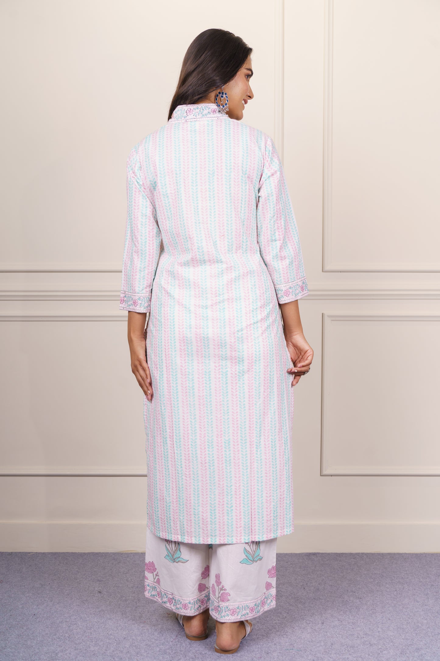 Elegant white cotton kurta -KS784