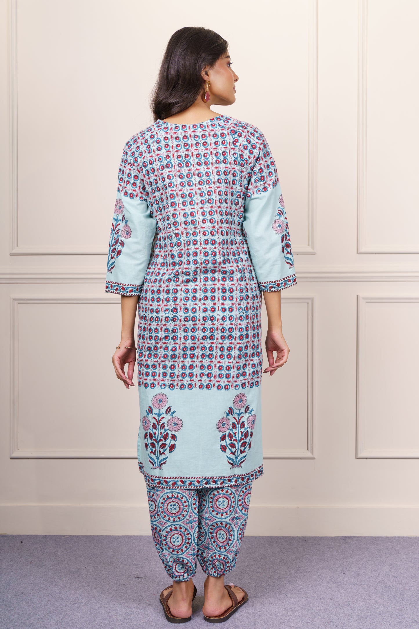 Sky Blue Floral Kurta-KS836