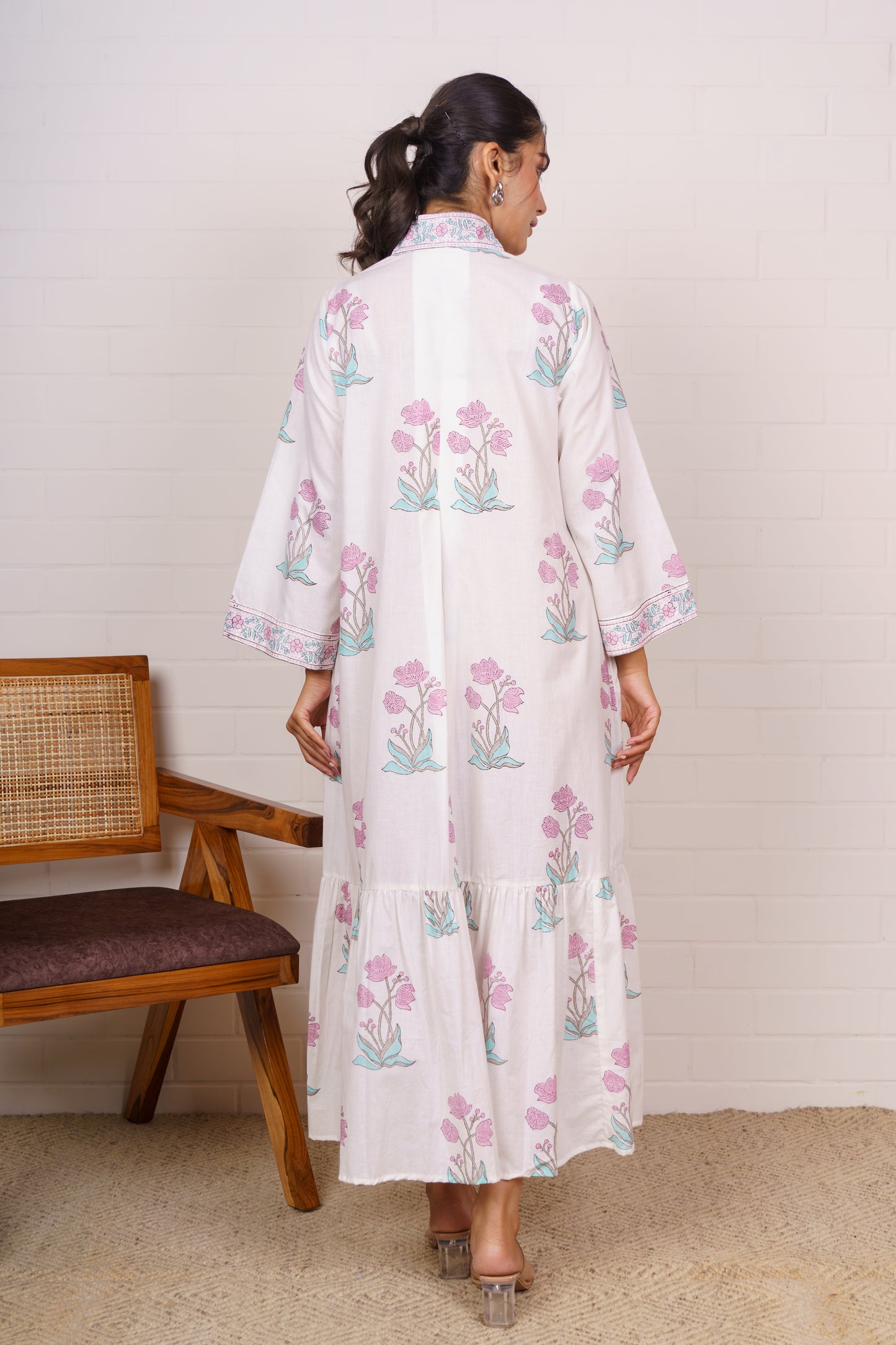 Floral V-Neck Maxi Dress-NFD78