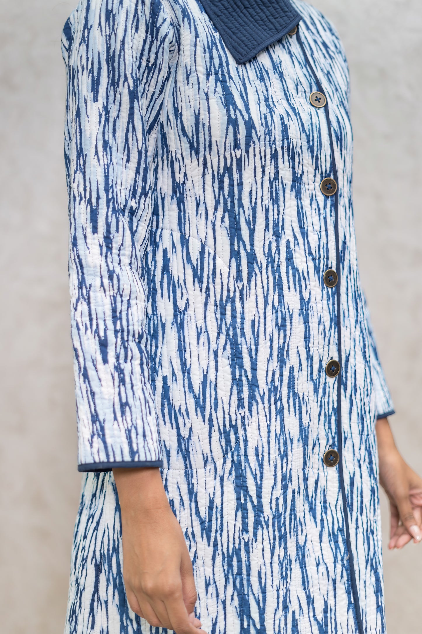 Shibori Bukhara Quilted Jacket-NVQJ604