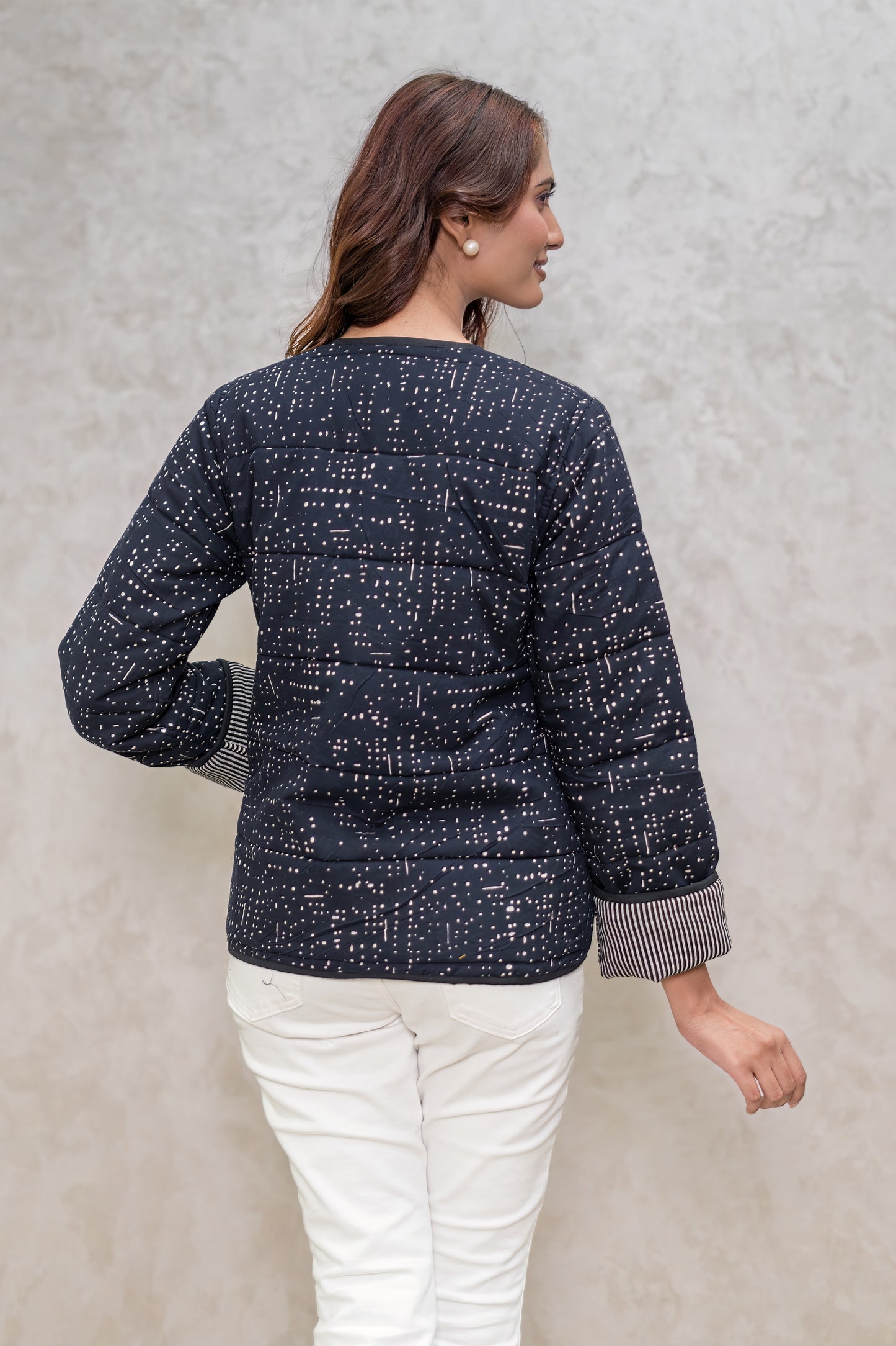 Black Fiber Quilted Jacket-NVQJ616