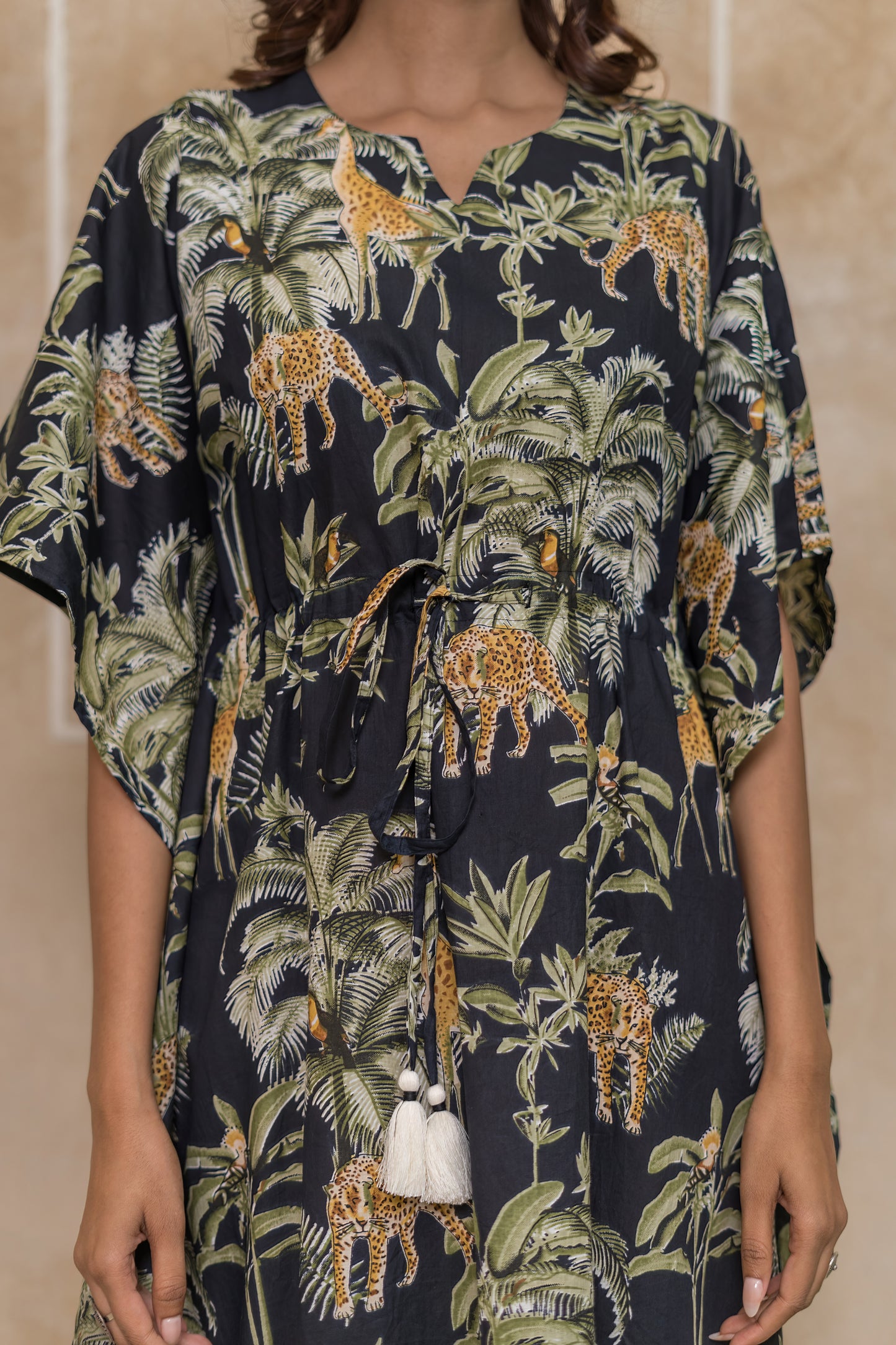 Black Forest Printed Kaftan Dress- NVK551