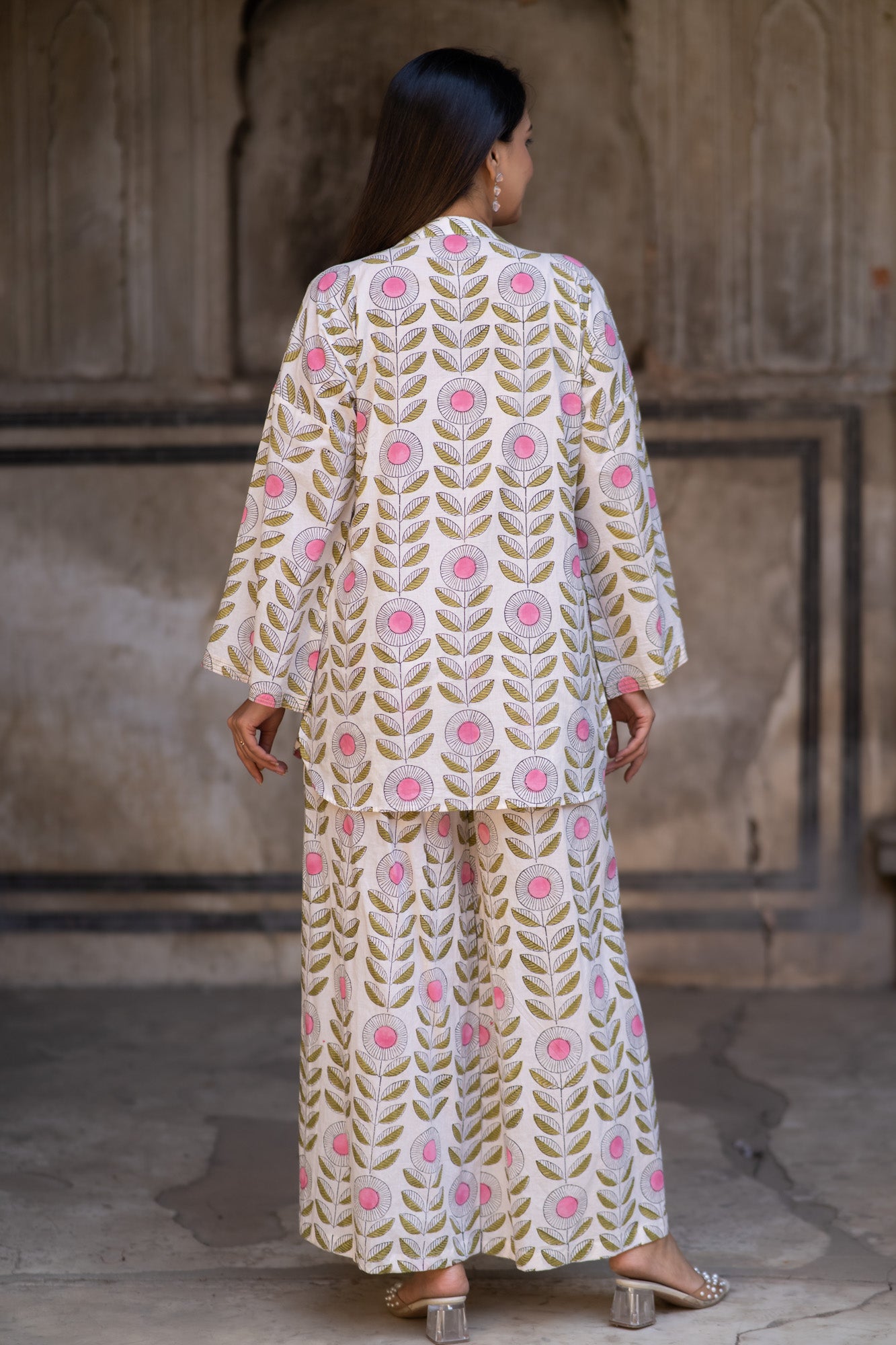 Pink Floral Booti Co-ord Set-NVCD36