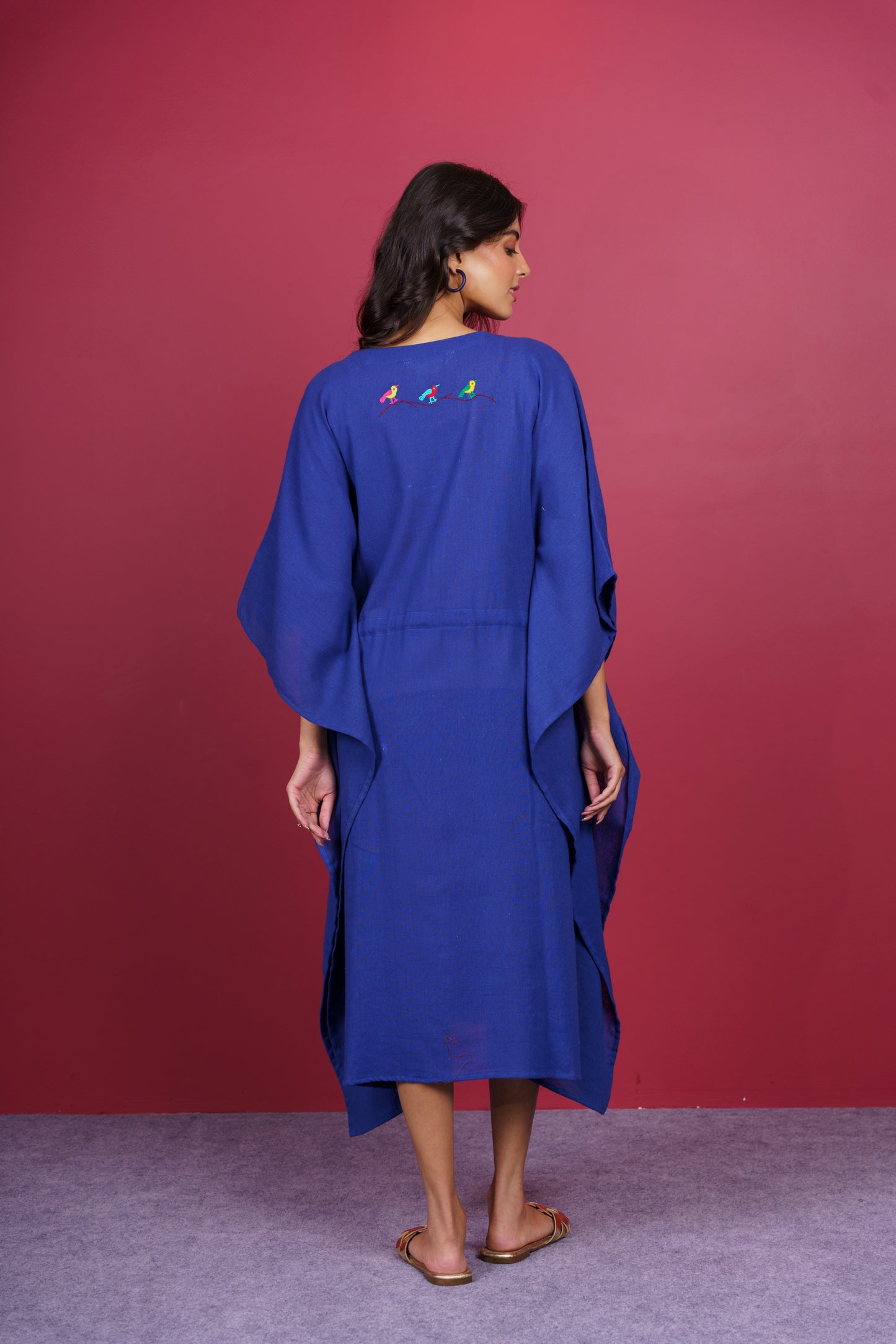 Blue Bird Embroidered Kaftan-NVK533