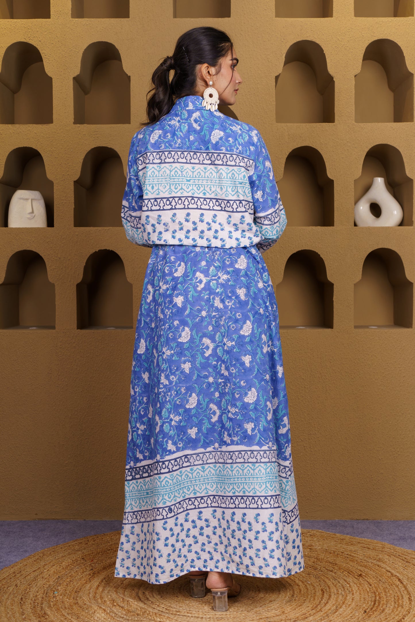 Indigo Blue Floral Printed Dress-NFD88