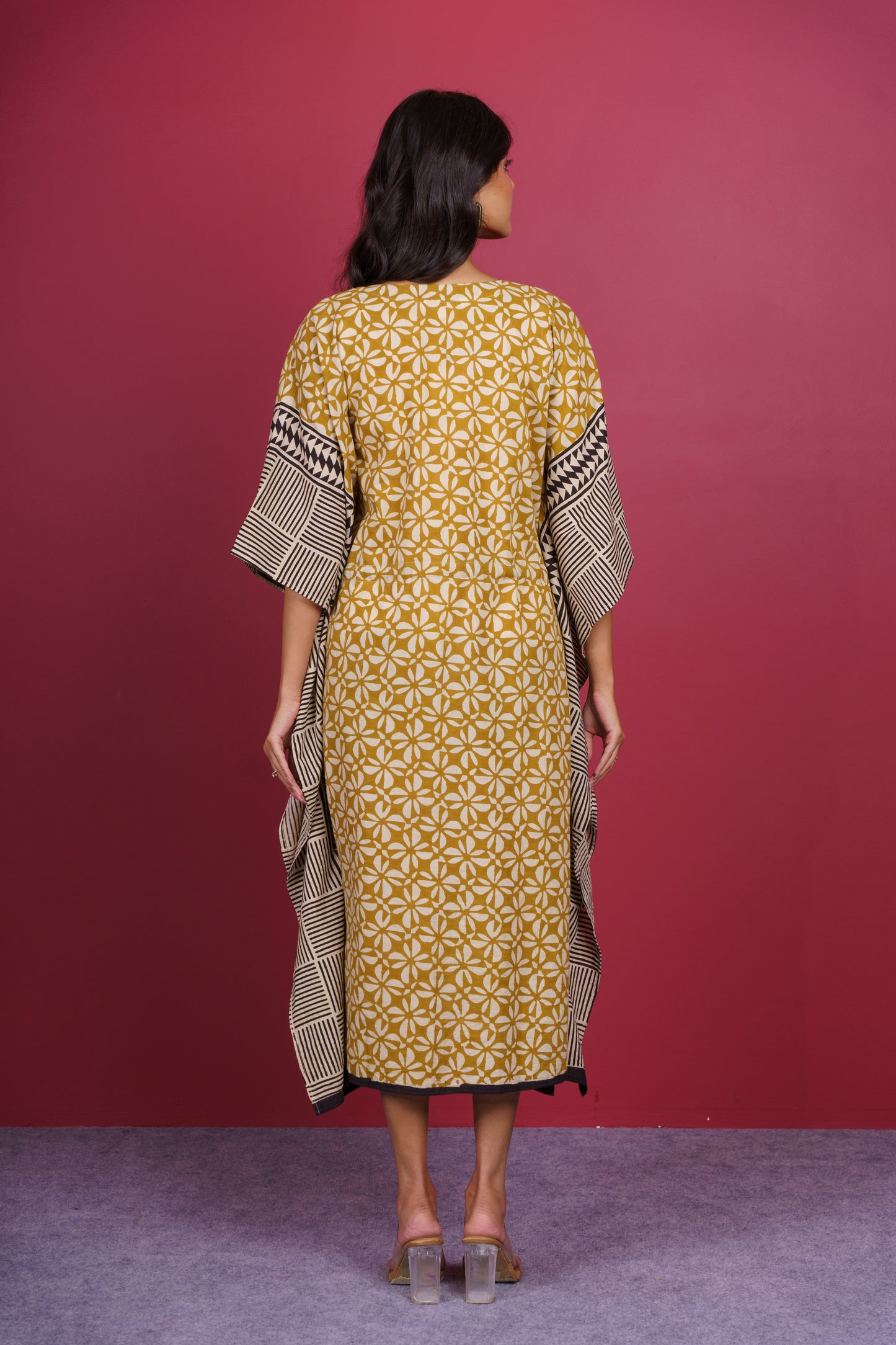 Bagru Mustard Kaftan-NVK524