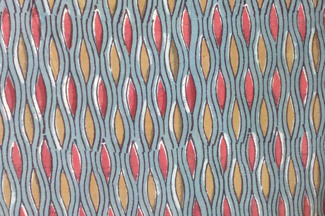 BLUE AJRAKH HAND BLOCK PRINTED COTTON FABRIC-HF6381