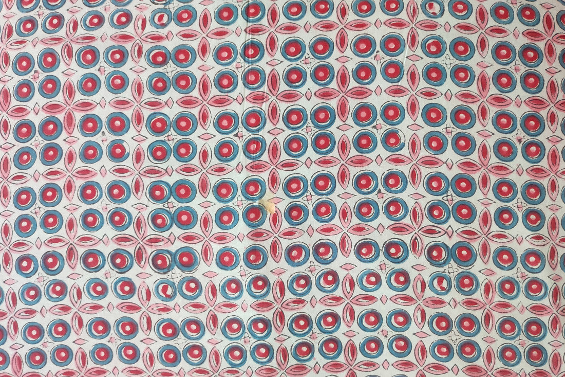 BLUE HAND BLOCK PRINTED COTTON FABRIC-HF6385