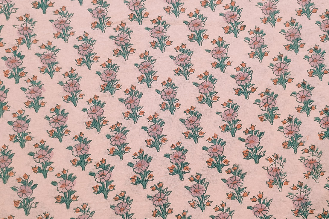 BUTTERSCOTCH HAND BLOCK PRINTED COTTON FABRIC-HF6390