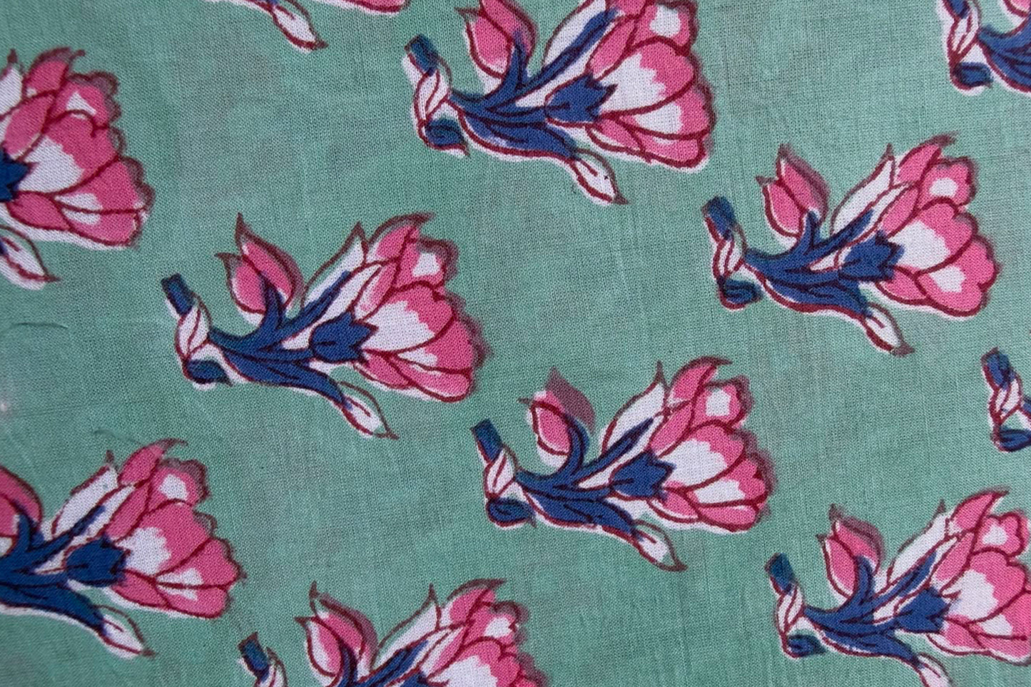 FLORAL HAND BLOCK PRINTED COTTON FABRIC-HF6441