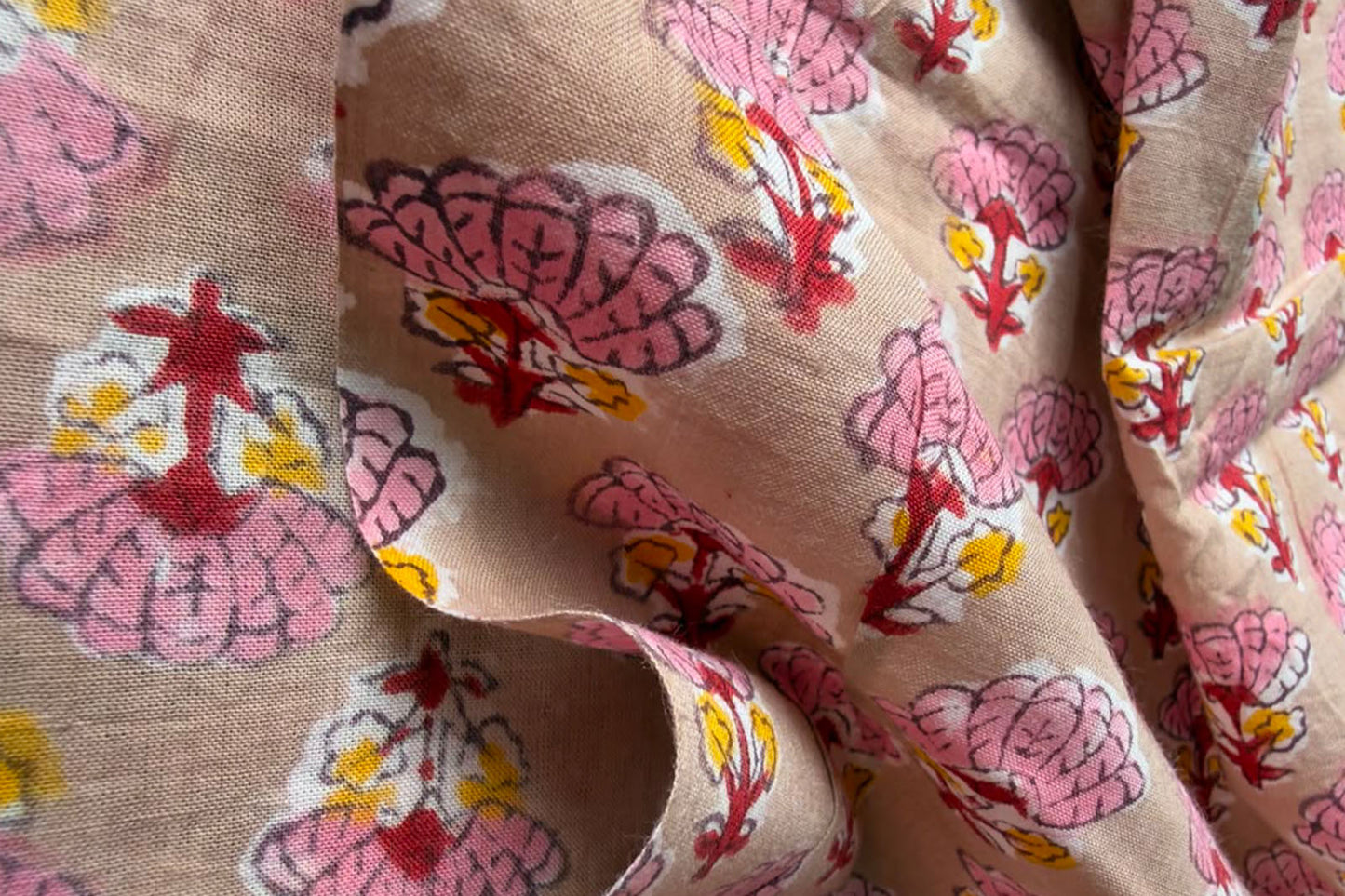 FLORAL HAND BLOCK PRINTED COTTON FABRIC-HF6449