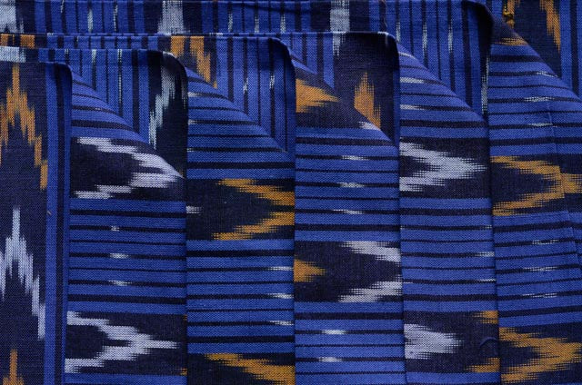 REGAL BLUE STRIPED IKAT FABRIC BY THE YARD-HF701