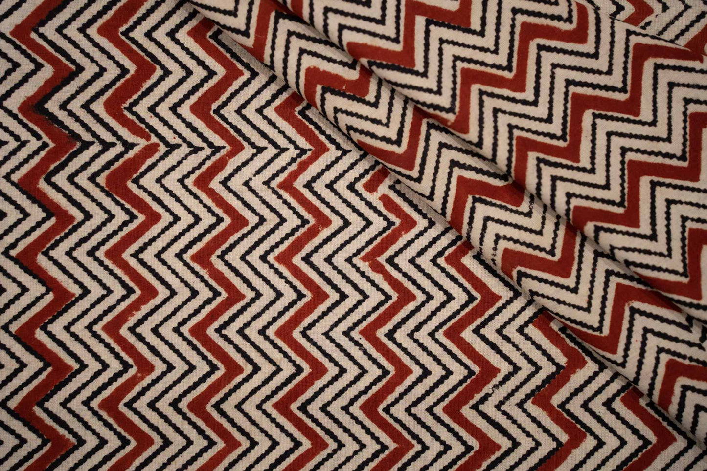 BAGRU CHEVRON BLOCK PRINT COTTON FABRIC-NVHF6149