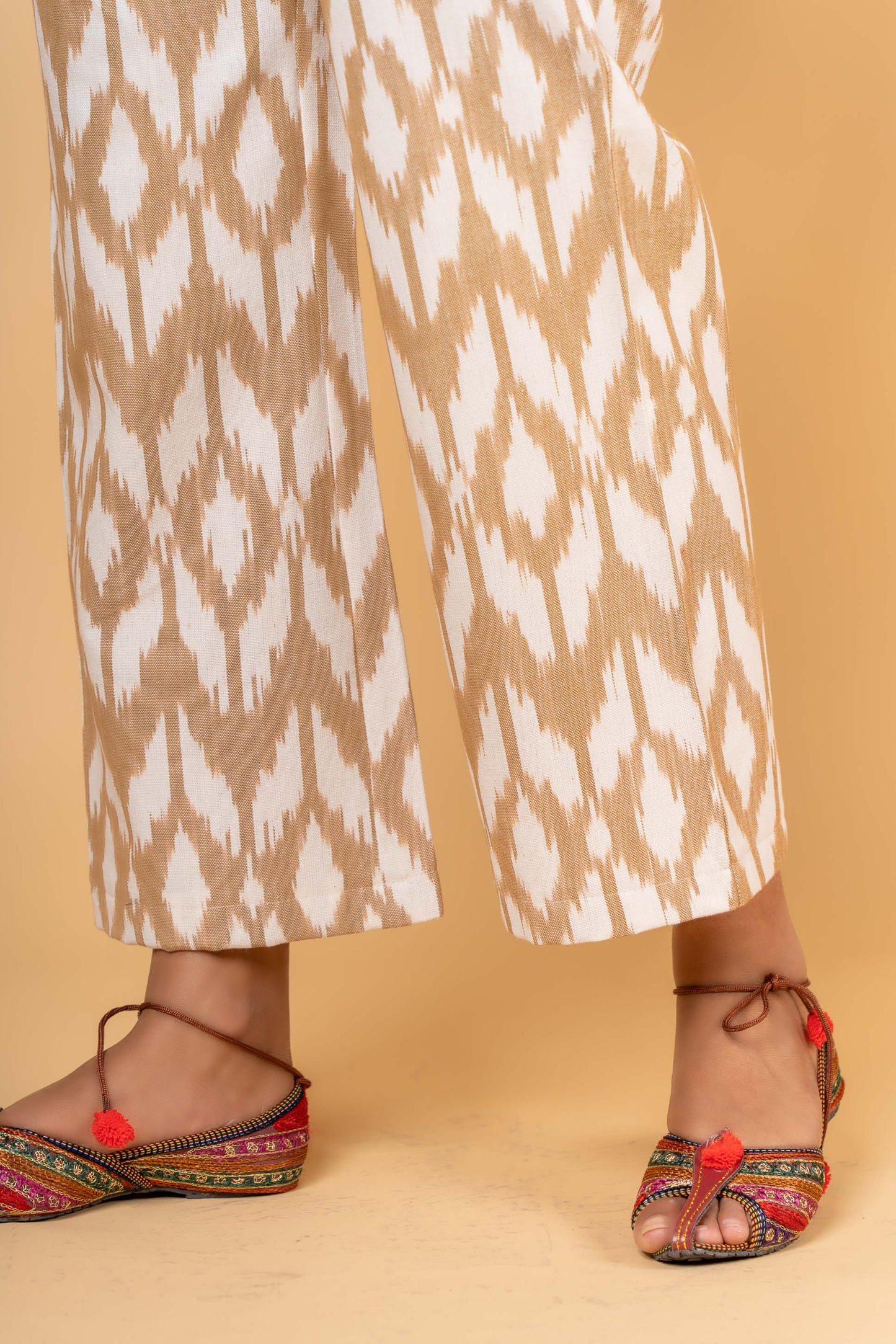 BROWN WHITE IKAT PALAZZO PANT-NFB13
