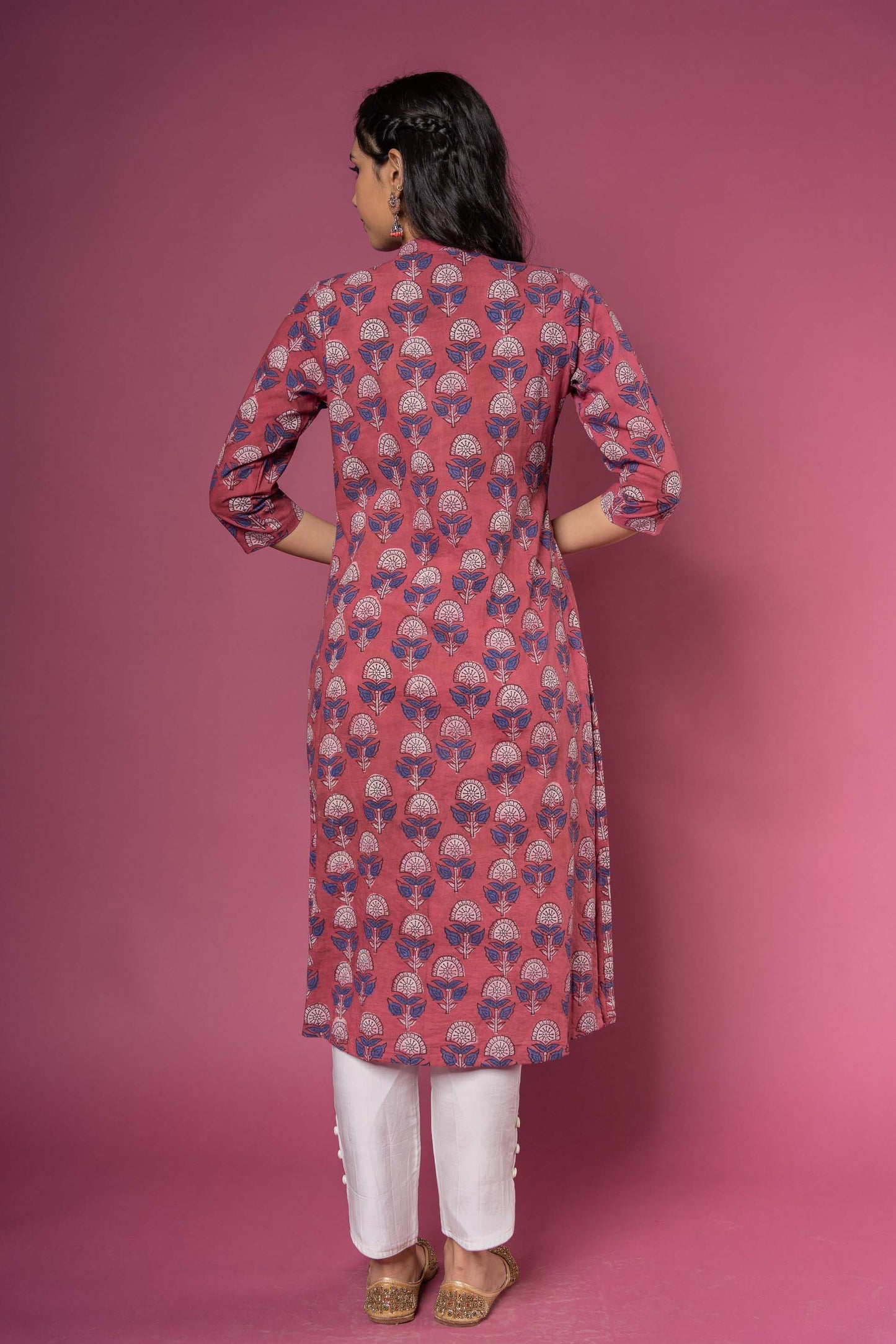 ROSE WINE BLOCK PRINTED KURTA SET-KS448