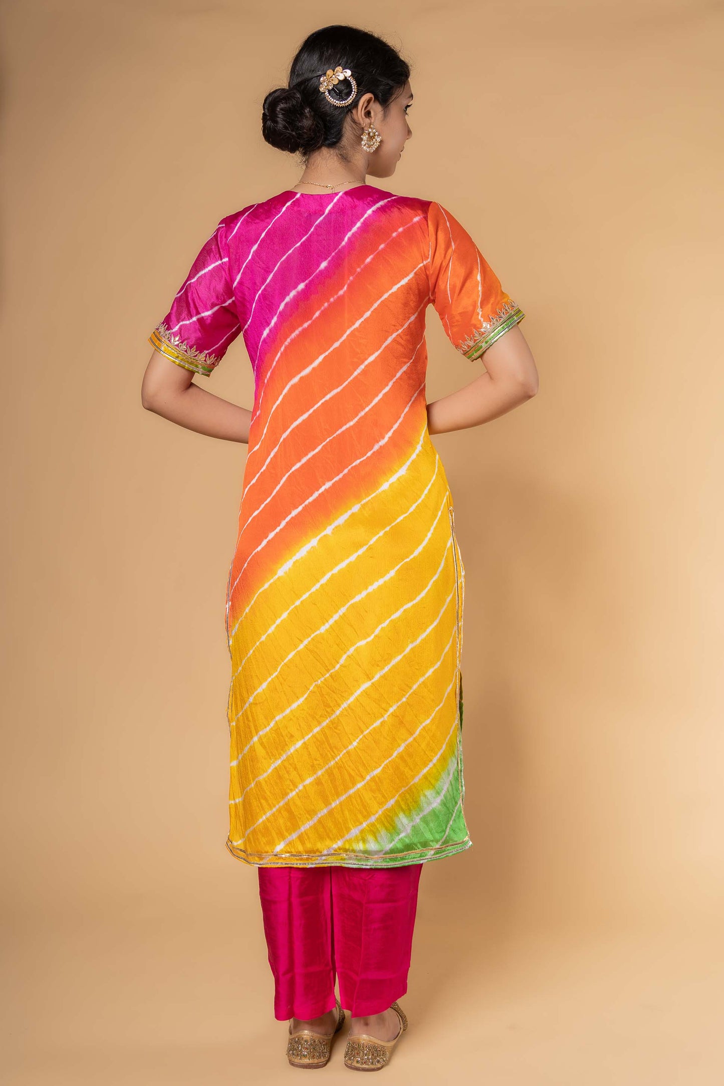 MULTICOLOR LEHARIYA GOTAPATTI DUPATTA SET-KS441