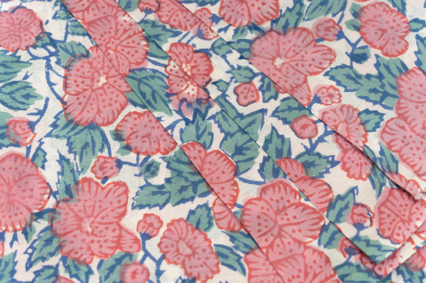 PINK FLORAL HAND BLOCK PRINTED FABRIC-HF6306