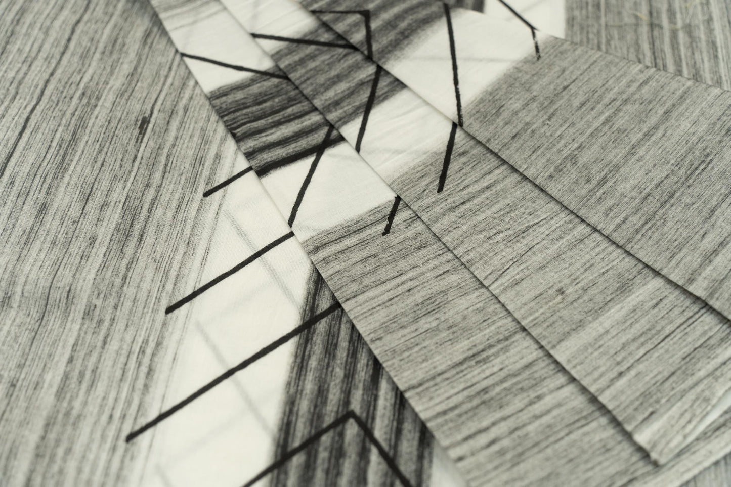 BLACK WHITE HAND BLOCK PRINTED FABRIC-HF6312