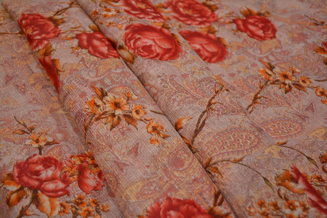 PLUM RED FLORAL KOTA DORIA FABRIC-HF2724