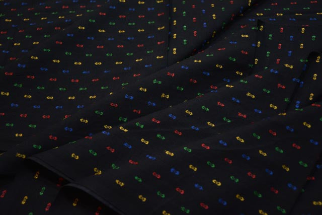 BLACK EMBROIDERED INDIAN COTTON FABRIC-HF1647