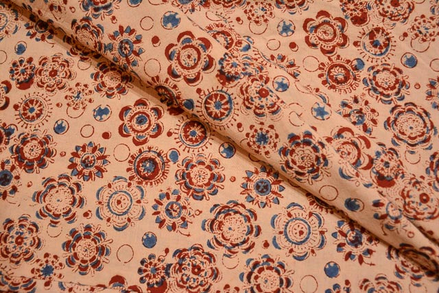FLORAL BLOCK PRINTED KALAMKARI FABRIC ONLINE-HF1653