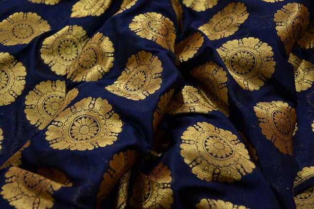 BLUE DEPTHS BANARASI ART SILK FABRIC-NVHF1989