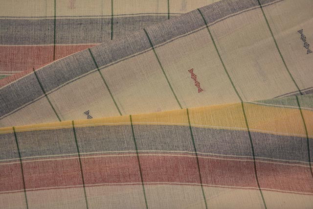 MULTI COLOR STRIPED ORGANIC HANDLOOM COTTON FABRIC-HF4118