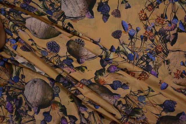 LATTE BROWN DIGITAL PRINT PURE CREPE FABRIC-DP64