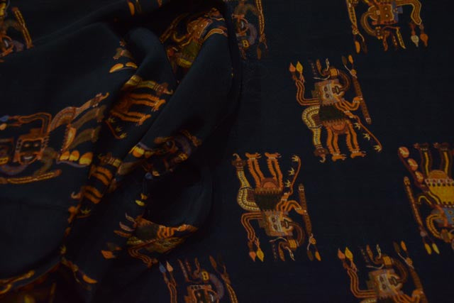 BLACK DESIGNER DIGITAL PRINT PURE CREPE FABRIC-DP67