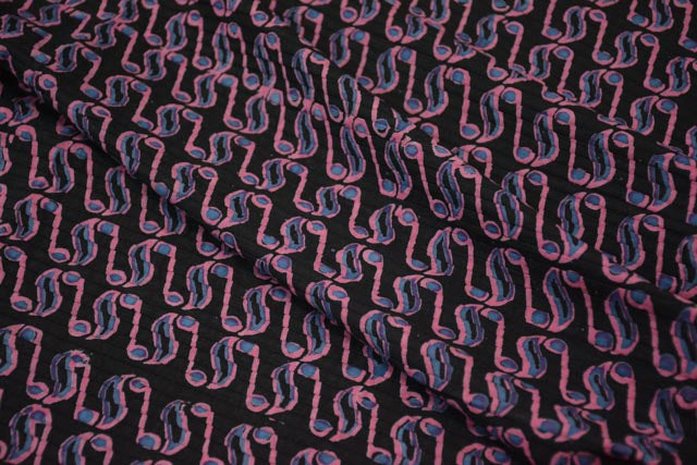 TRICOLOR BLOCK PRINT PINTUCKS FABRIC-HF1255