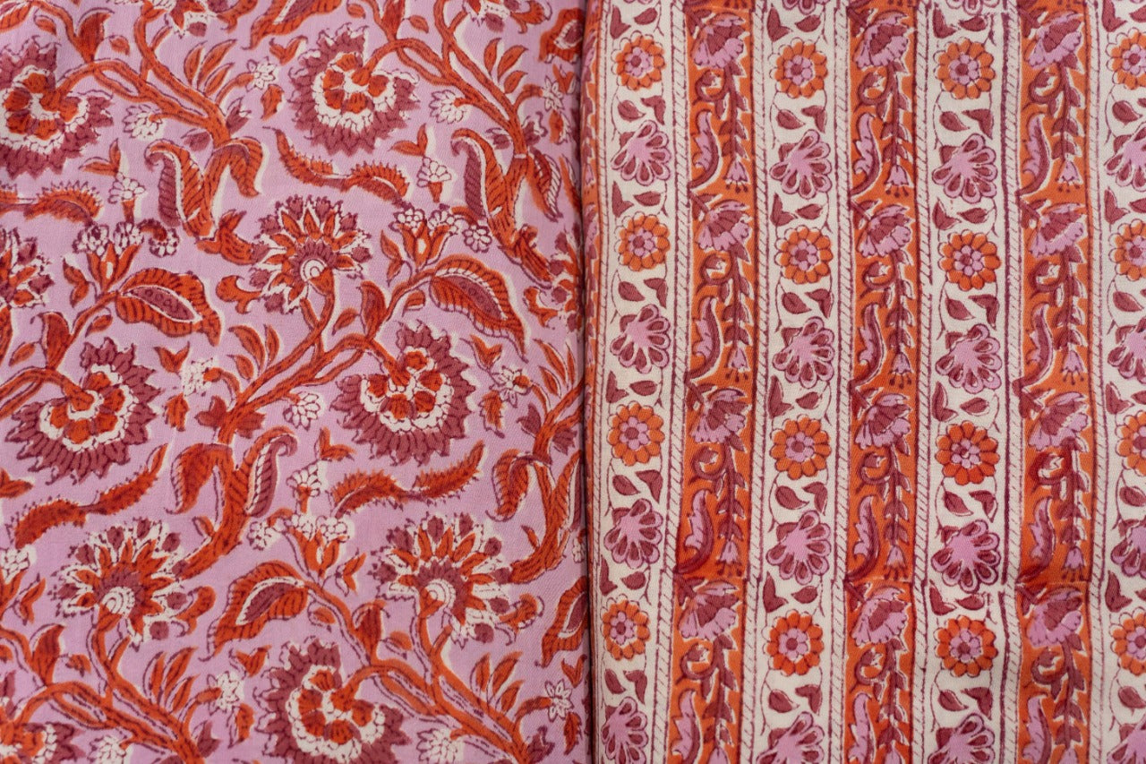 MAUVE PINK FLORAL BLOCK PRINTED COMBO SET(2.5+2.5)-HF5385