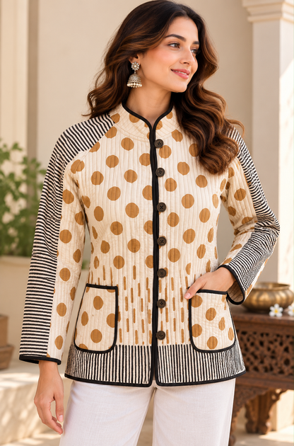 Zuri Polka Quilted Reversible Jacket