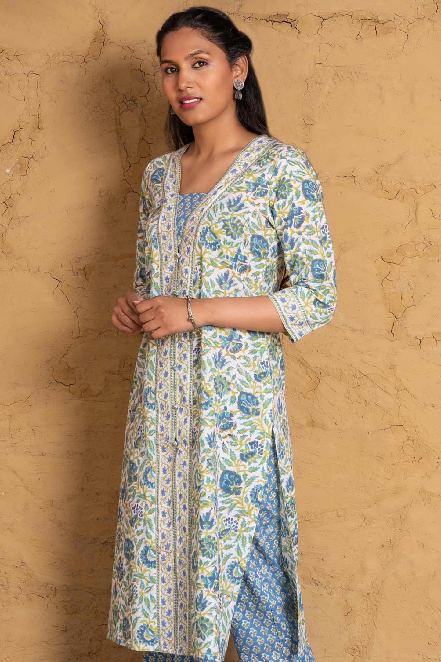 Aquarian Green Block Printed Kurta -KS600