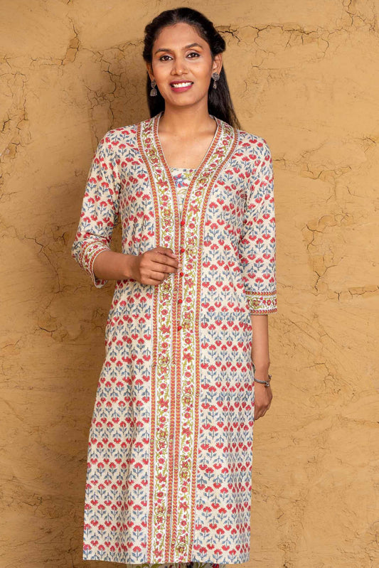 Misty Jade Block Printed Kurta -KS602