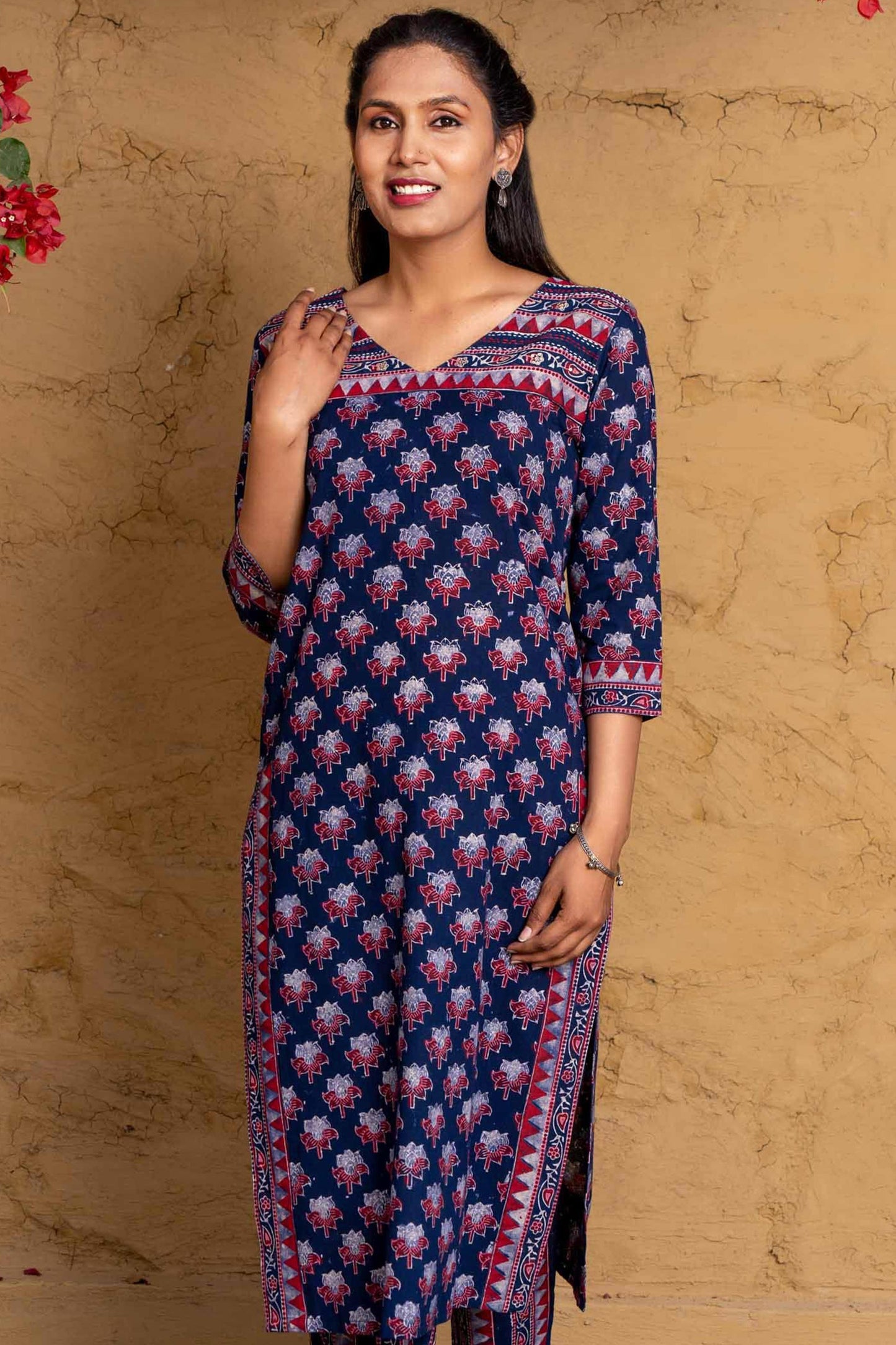 Navy Ajrakh Block Printed Kurta -KS601