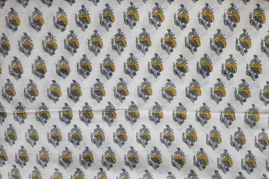 BLOCK PRINTED COTTON FABRIC-PCF372(1 MTR)