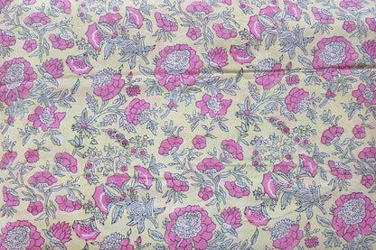 BLOCK PRINTED COTTON FABRIC-PCF374(1 MTR)