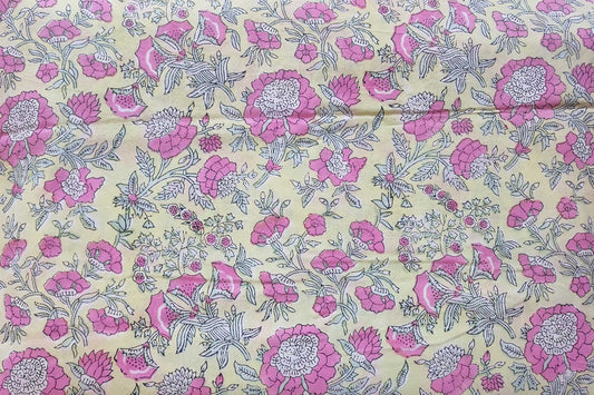BLOCK PRINTED COTTON FABRIC-PCF374(1 MTR)