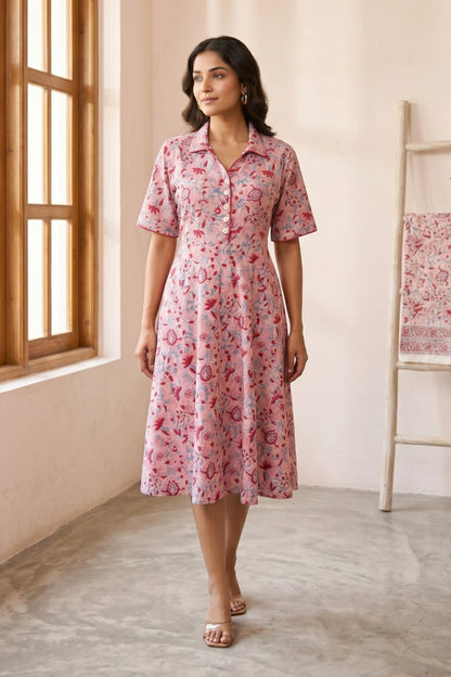 Pink Floral Dress -NFD89