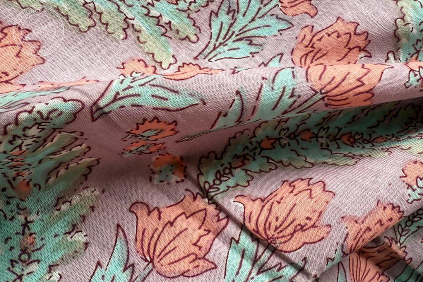 Violet Floral Printed Running Fabric Natural Dyed Dress Materiel HF6408