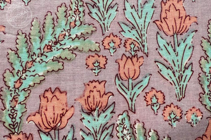 Violet Floral Printed Running Fabric Natural Dyed Dress Materiel HF6408
