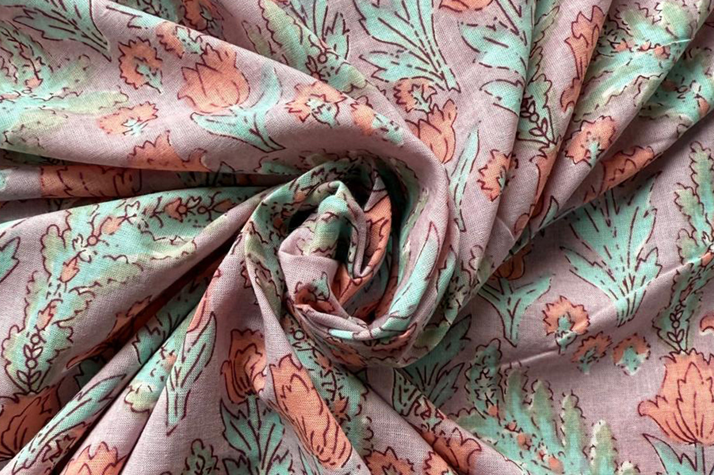 Violet Floral Printed Running Fabric Natural Dyed Dress Materiel HF6408